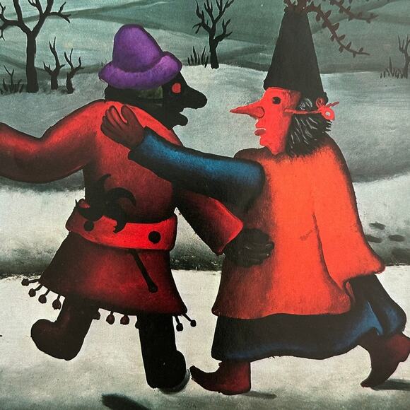 The Masks, Josip Generalic, Painting Print, Naive Art, Winter, ~ 250727-WH 190 A - Picture 1 of 2